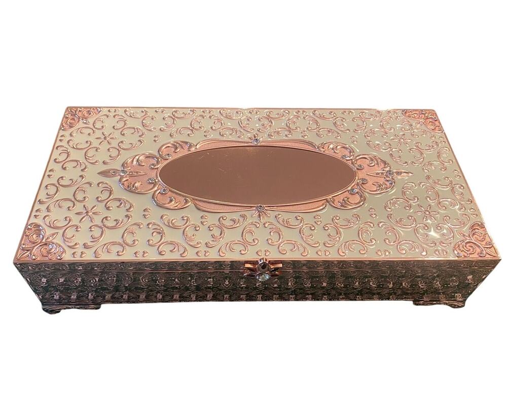 Things Remembered Pink Musical Mirrored Jewelry Box Black Lined Velvet Music Box